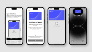 iphones showing Kisi Apple Wallet tap to unlock access control