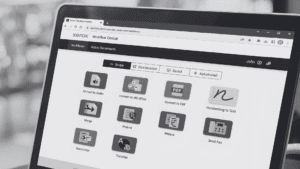 Laptop showing Xerox Workflow Central